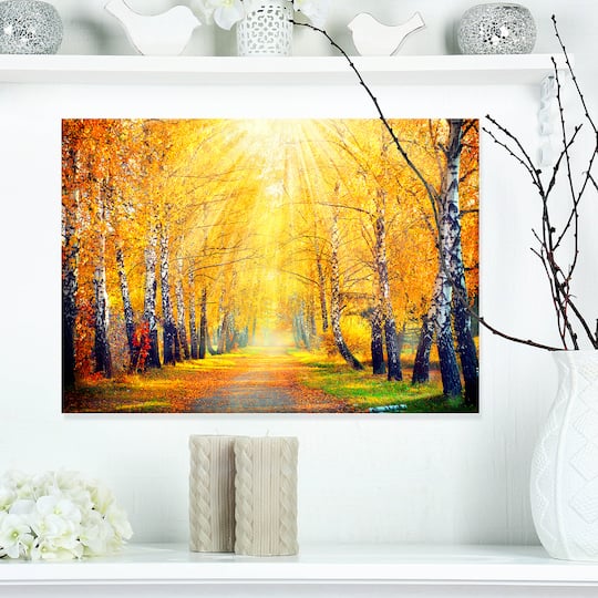 Designart - Yellow Autumn Trees in Sunray